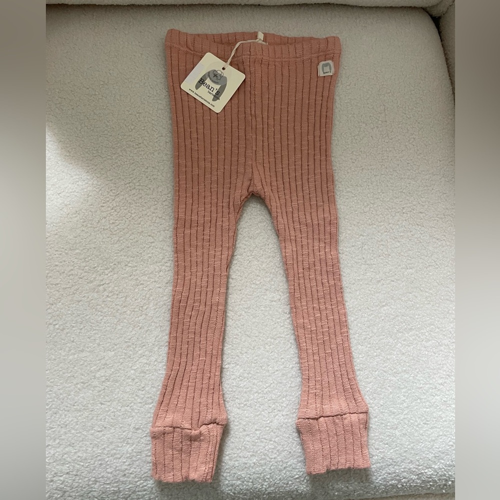 Ribbed Knit Toddler Leggings in Dusty Rose